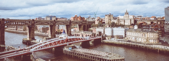 skyline of Newcastle and bridges over the river Tyne